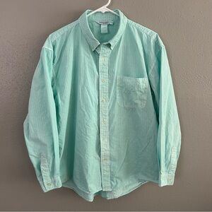 Fresh Produce Lorlin Button Down Shirt Size M Light Blue Green Mint Aqua Stripe